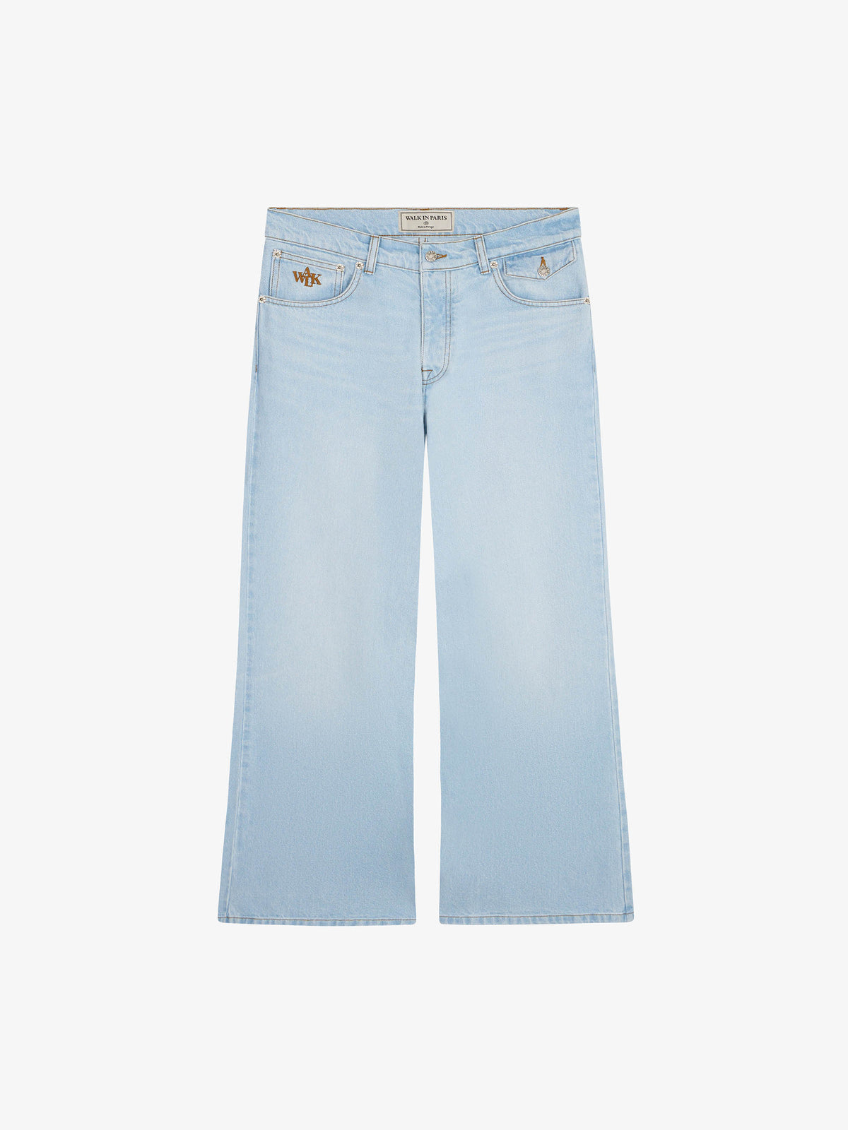 Light wash denim flare pants