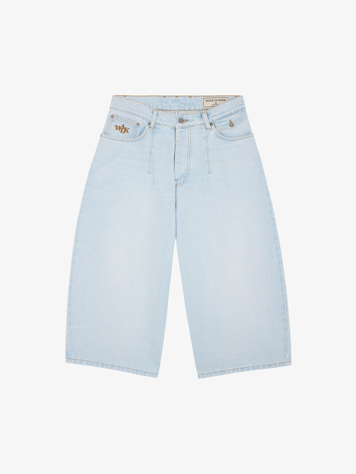 Light wash denim balloon shorts