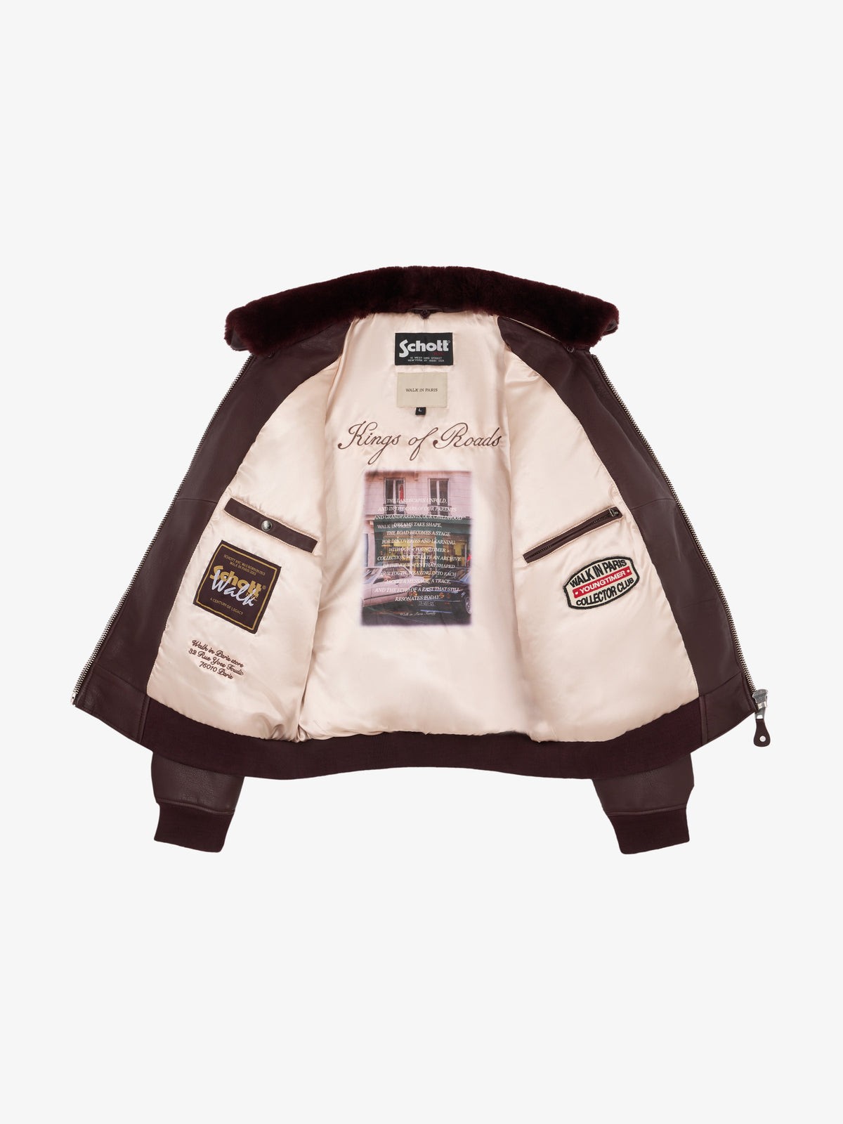 Walk in Paris x Schott NYC ® - La flight jacket bordeaux