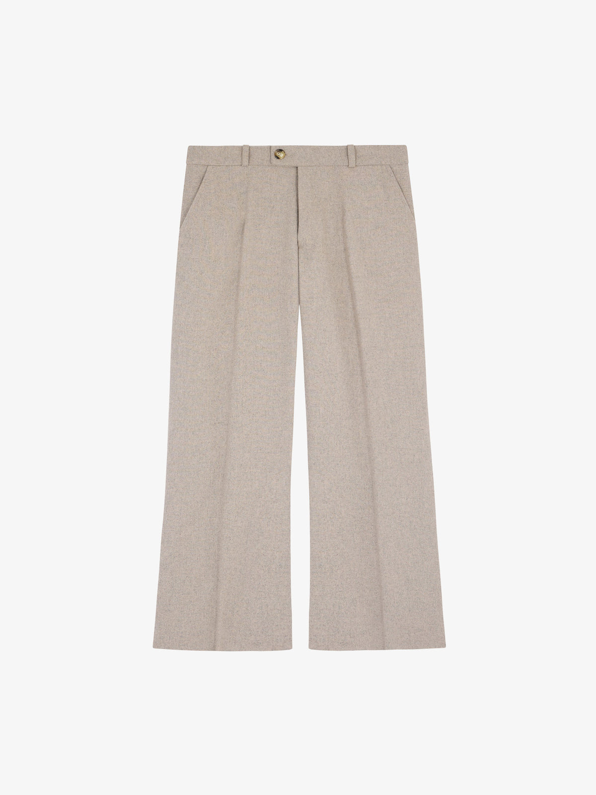 The beige flared suit pants