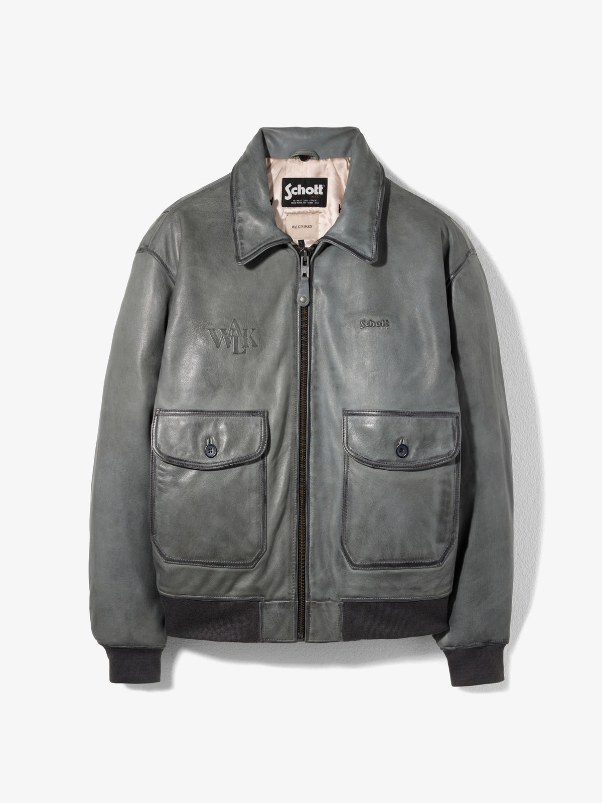 Walk in Paris x Schott NYC ® - The grey flight jacket