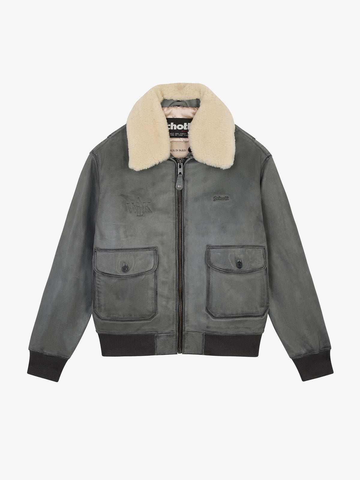 Walk in Paris x Schott NYC ® - La flight jacket grise