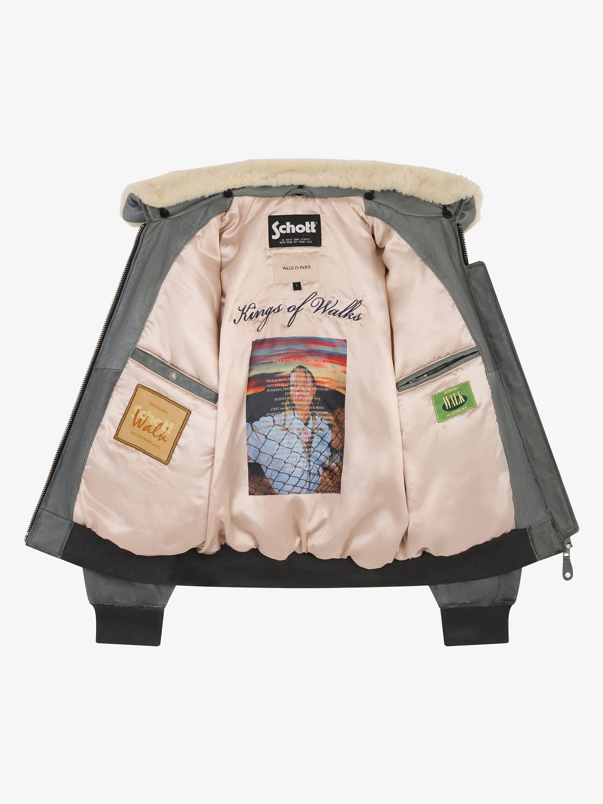 Walk in Paris x Schott NYC ® - La flight jacket grise