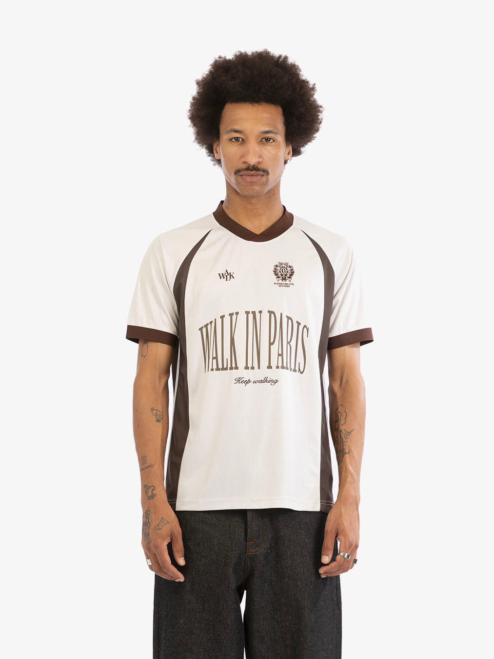 The beige football jersey