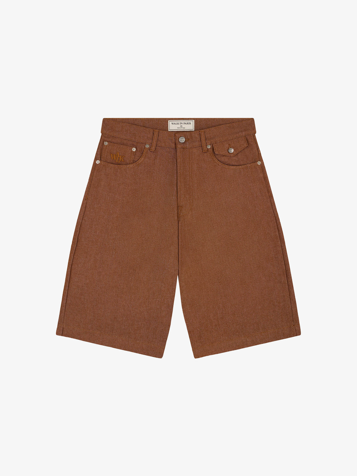 The brown baggy denim shorts