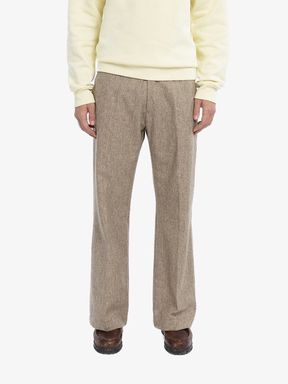 The beige flared suit pants