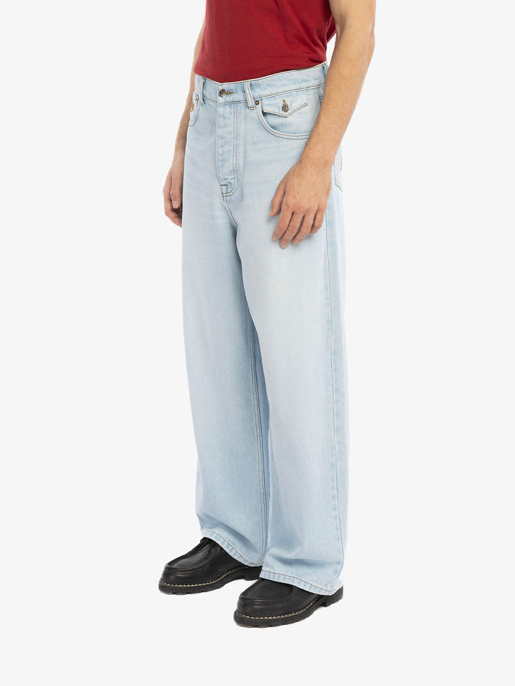 Baggy pants in light-washed denim