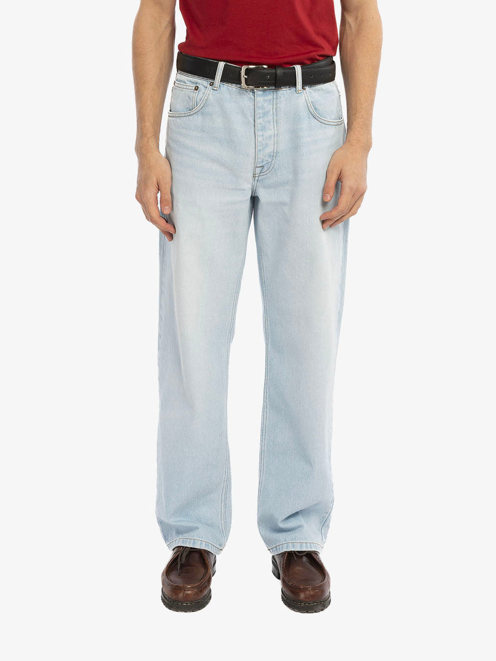 Regular pants in light washed denim