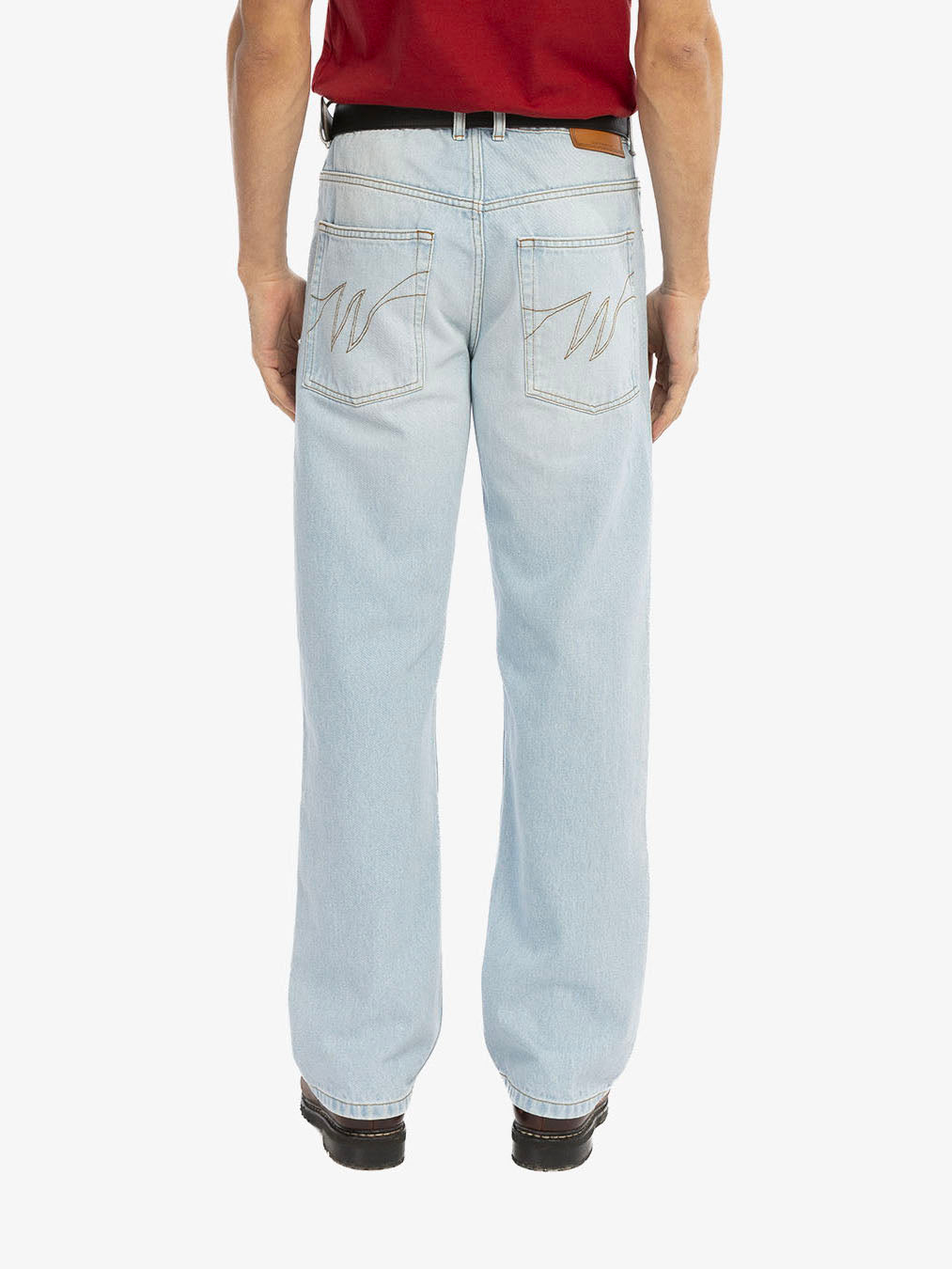 Regular pants in light washed denim