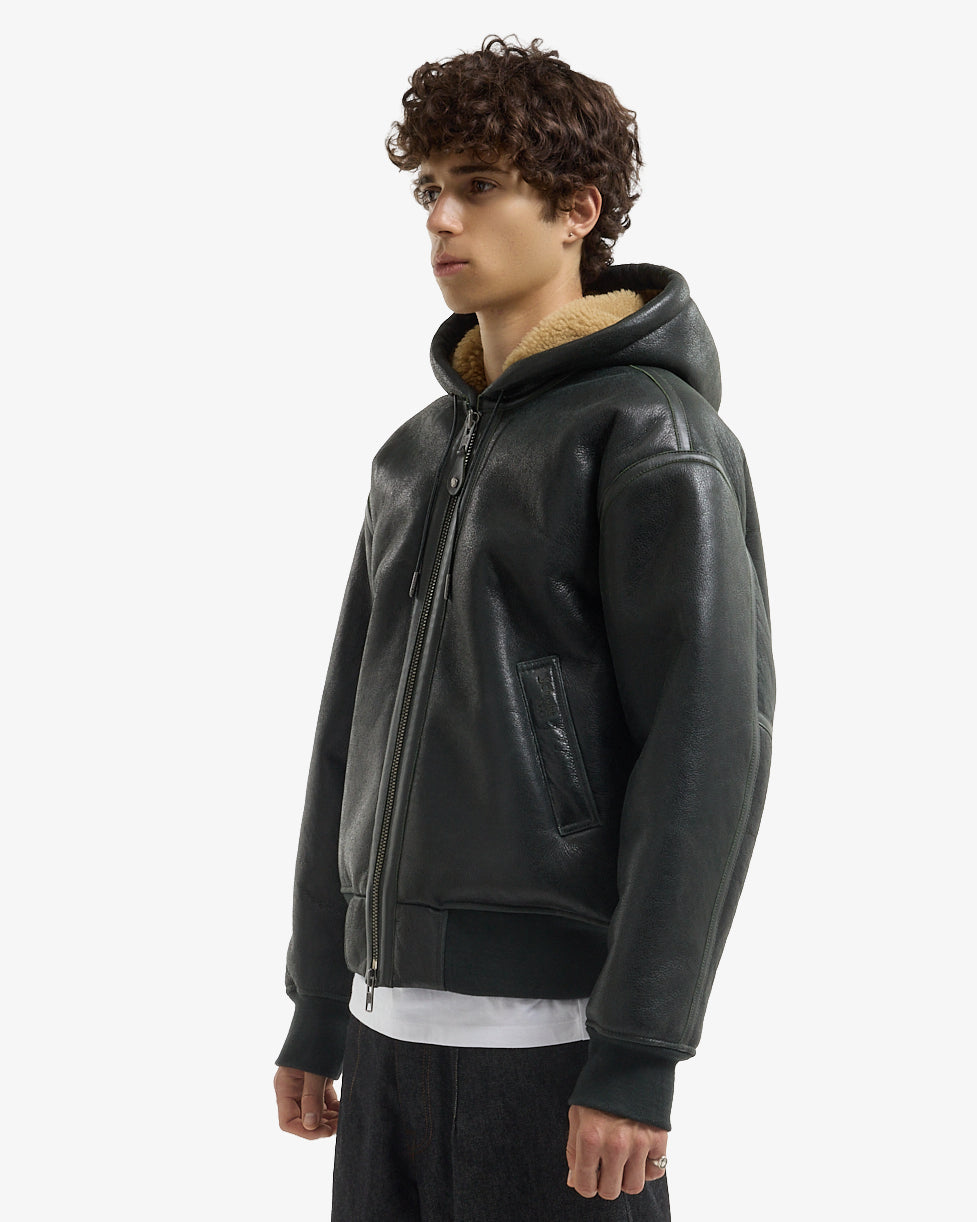 Walk in Paris x Schott NYC ® - Le bombardier à capuche vert forêt