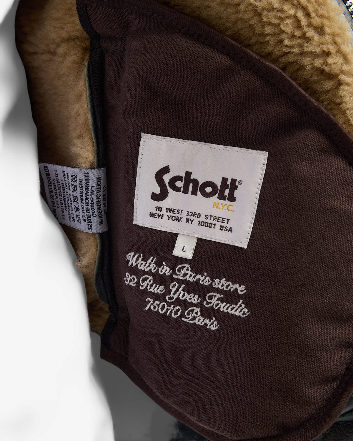 Walk in Paris x Schott NYC ® - Le bombardier à capuche vert forêt