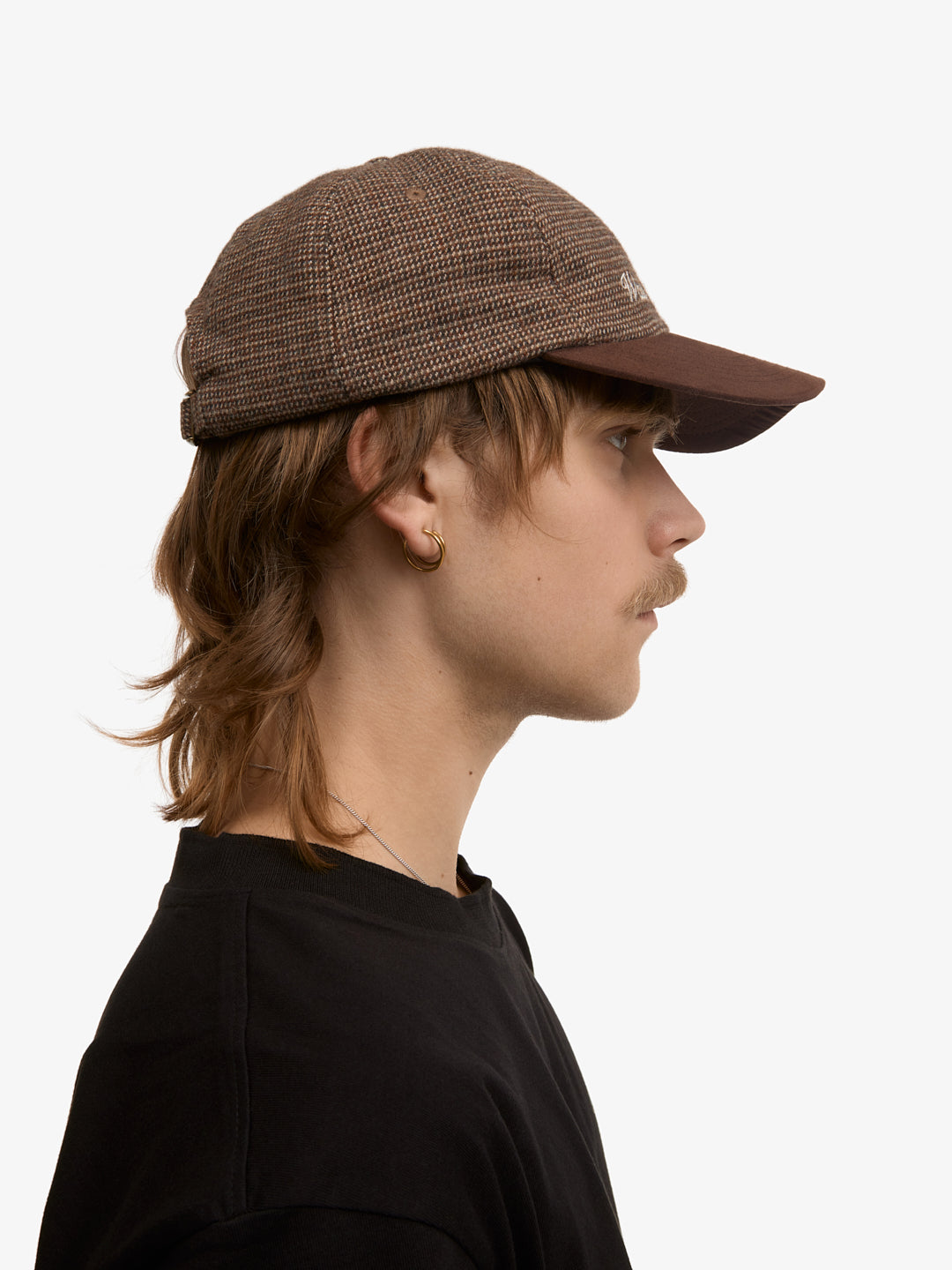 La casquette Baseball pied-de-poule marron