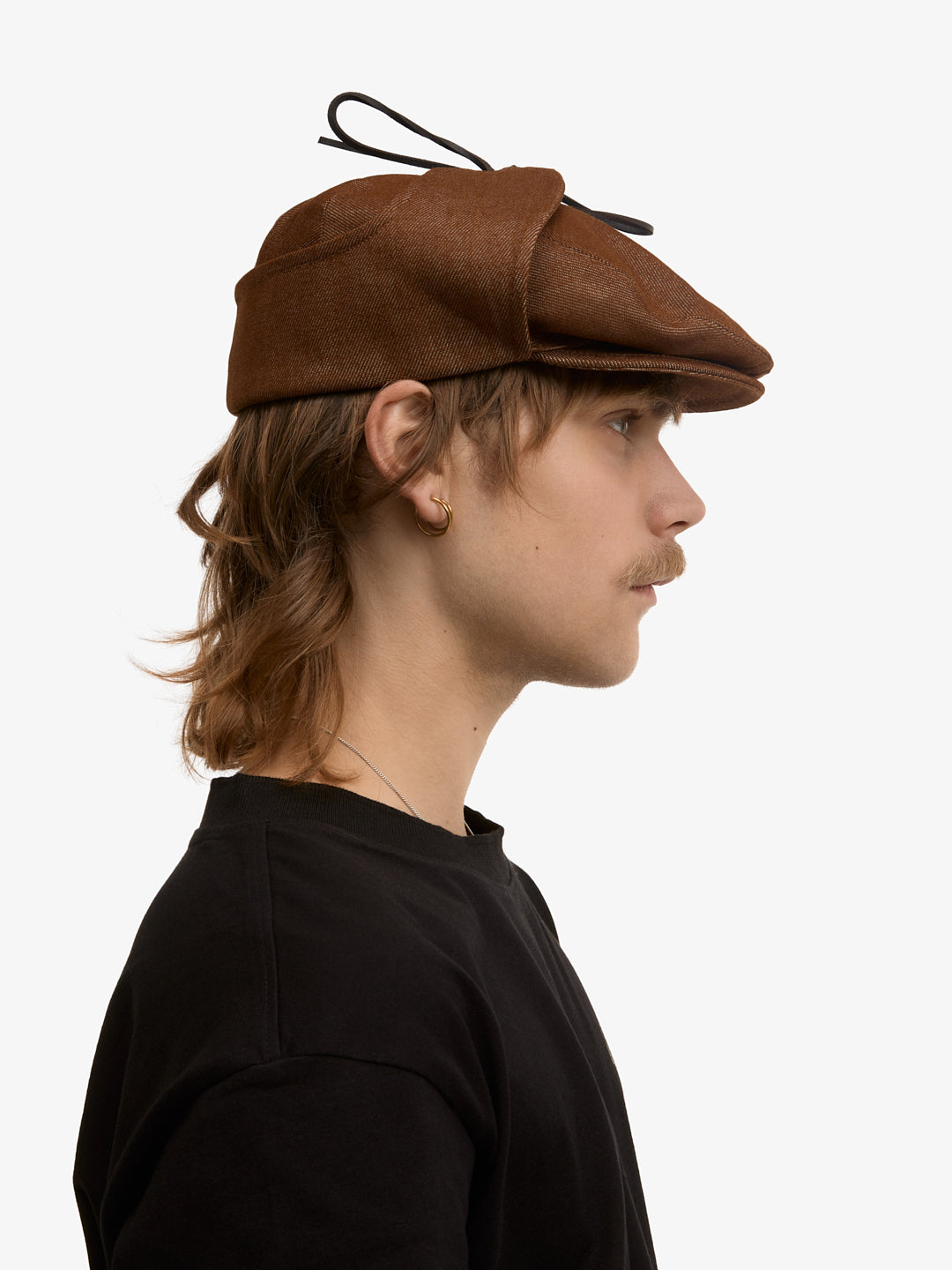Sherlock raw brown denim beret