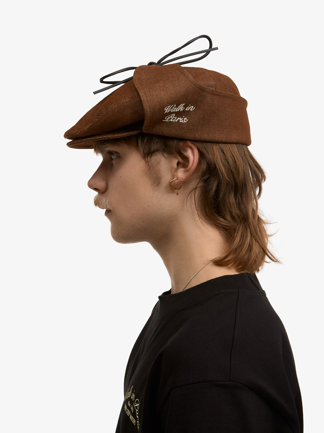 Le béret Sherlock en denim brut marron
