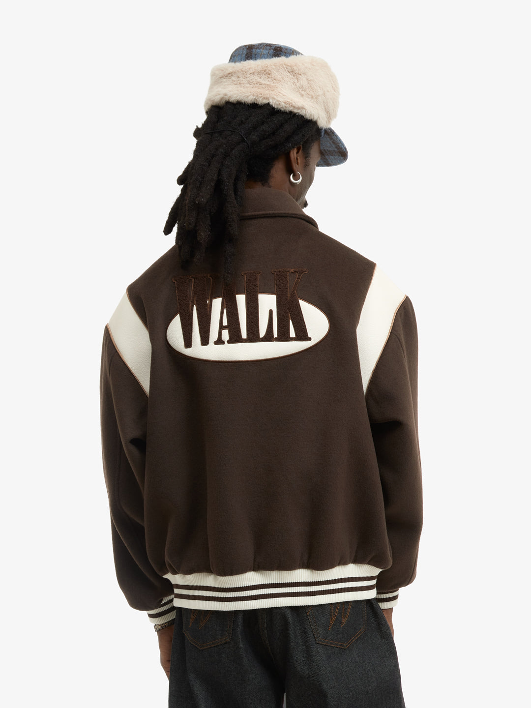 The brown wool Varsity Jacket