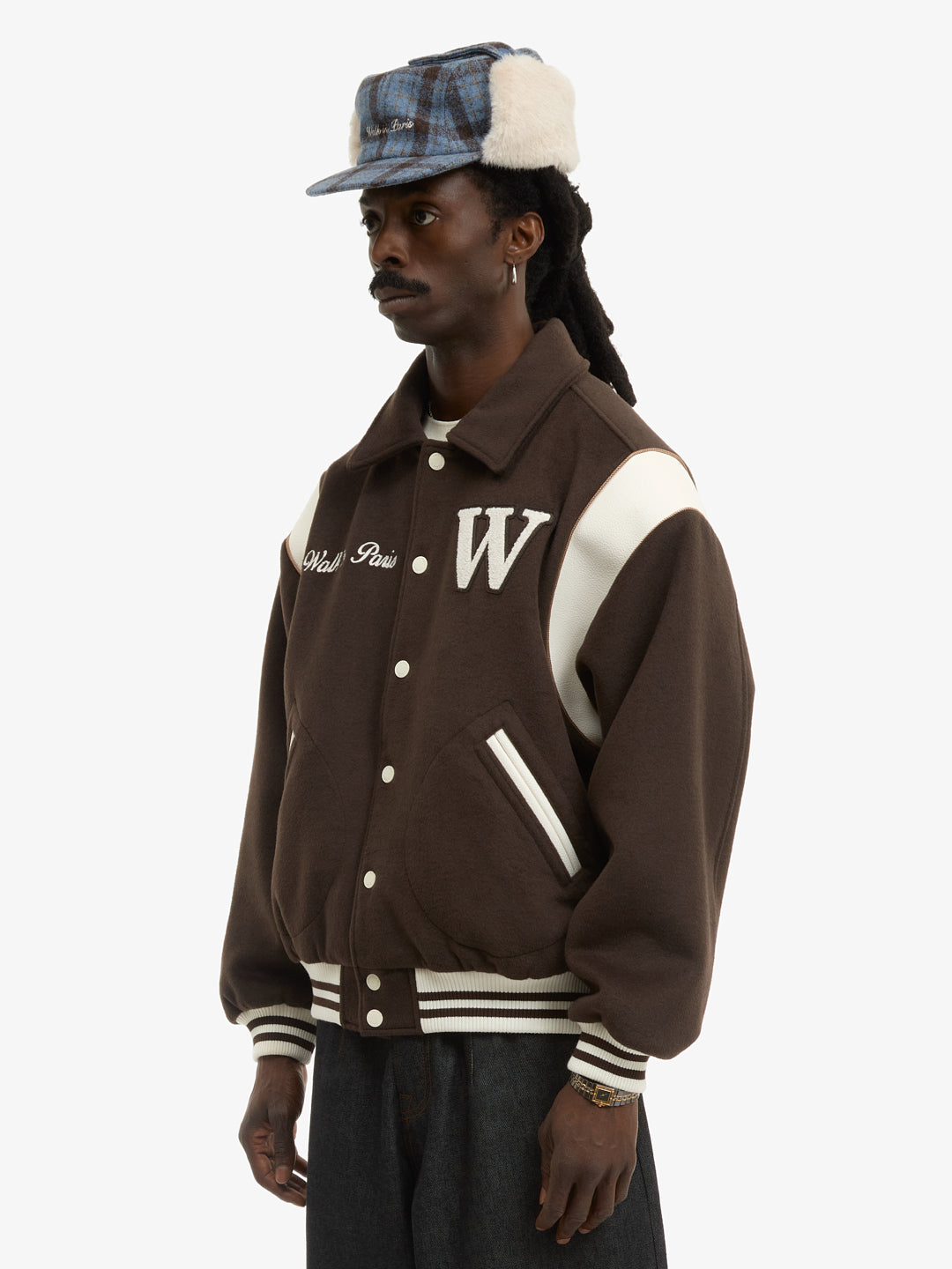 The brown wool Varsity Jacket