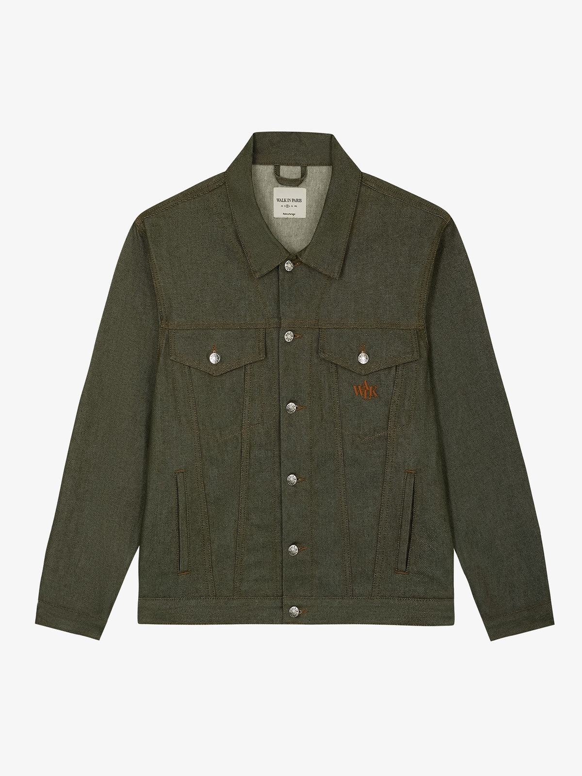La veste en denim brut vert