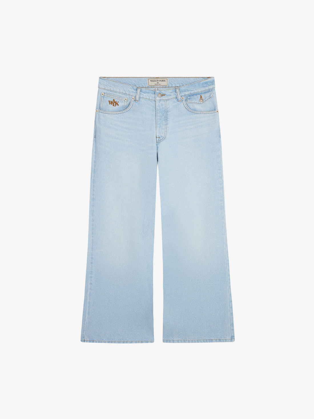 Le pantalon flare en denim clair délavé