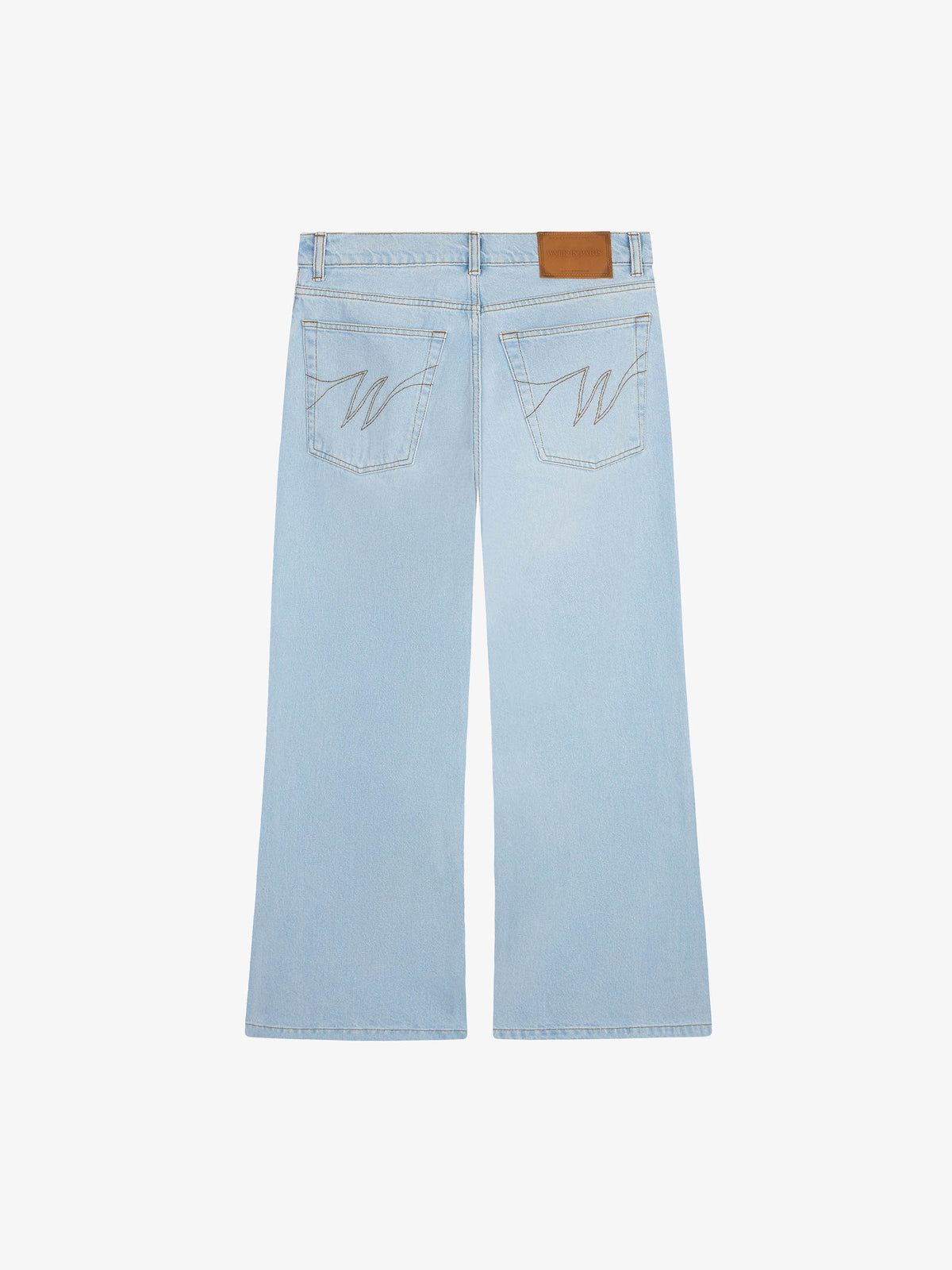 Light wash denim flare pants