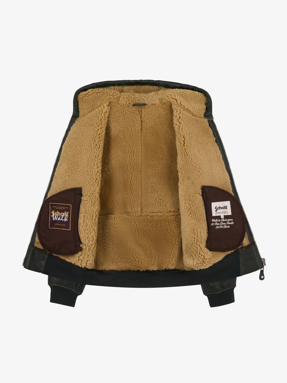 Walk in Paris x Schott NYC ® - Le bombardier à capuche vert forêt