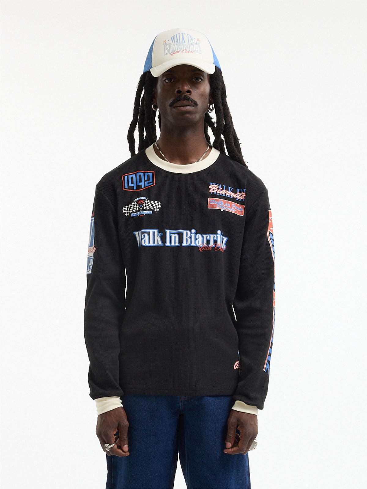 The "Walk in Biarritz" Motor Racing black long-sleeved t-shirt