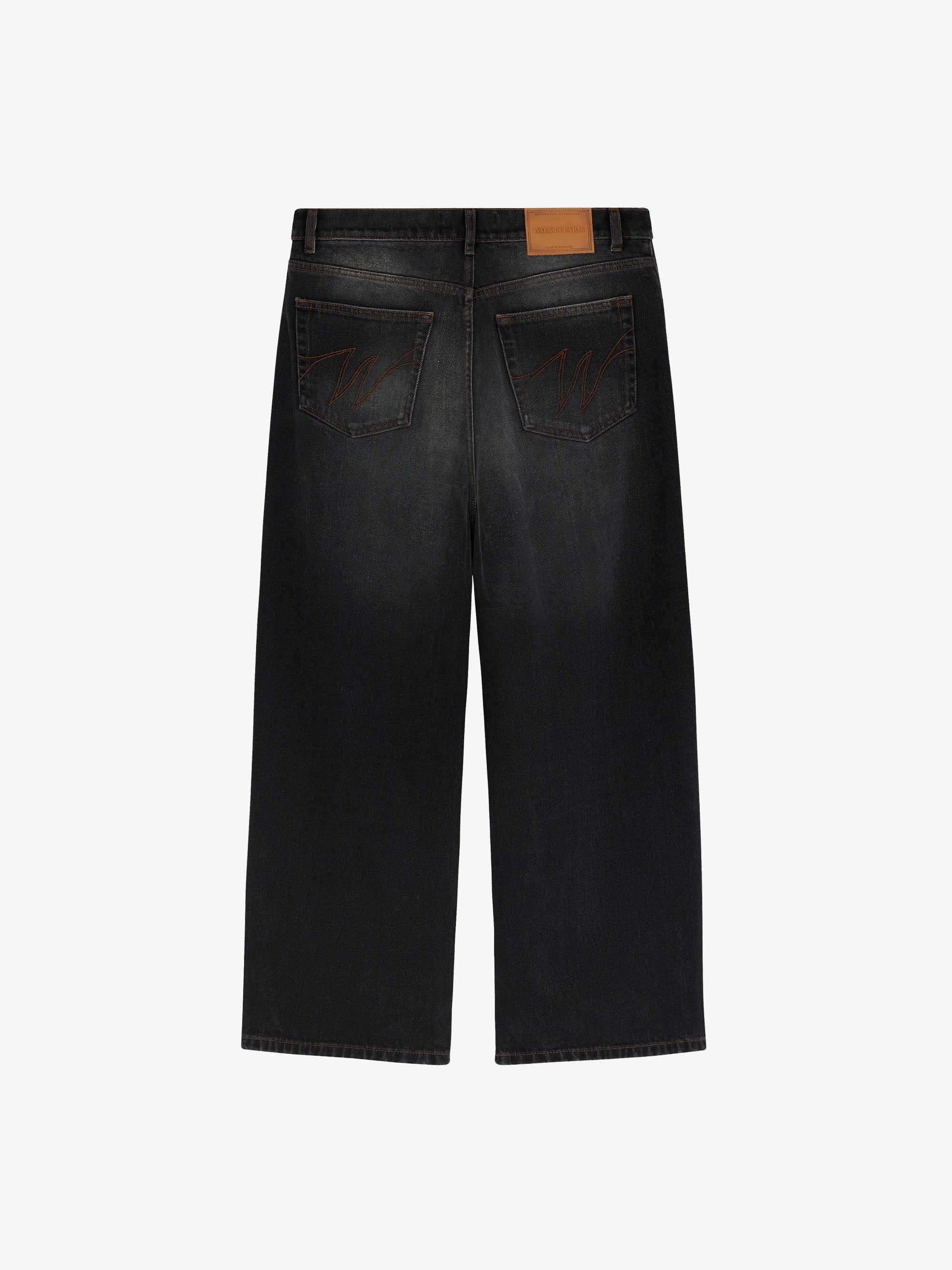 Baggy pants in washed black denim 2