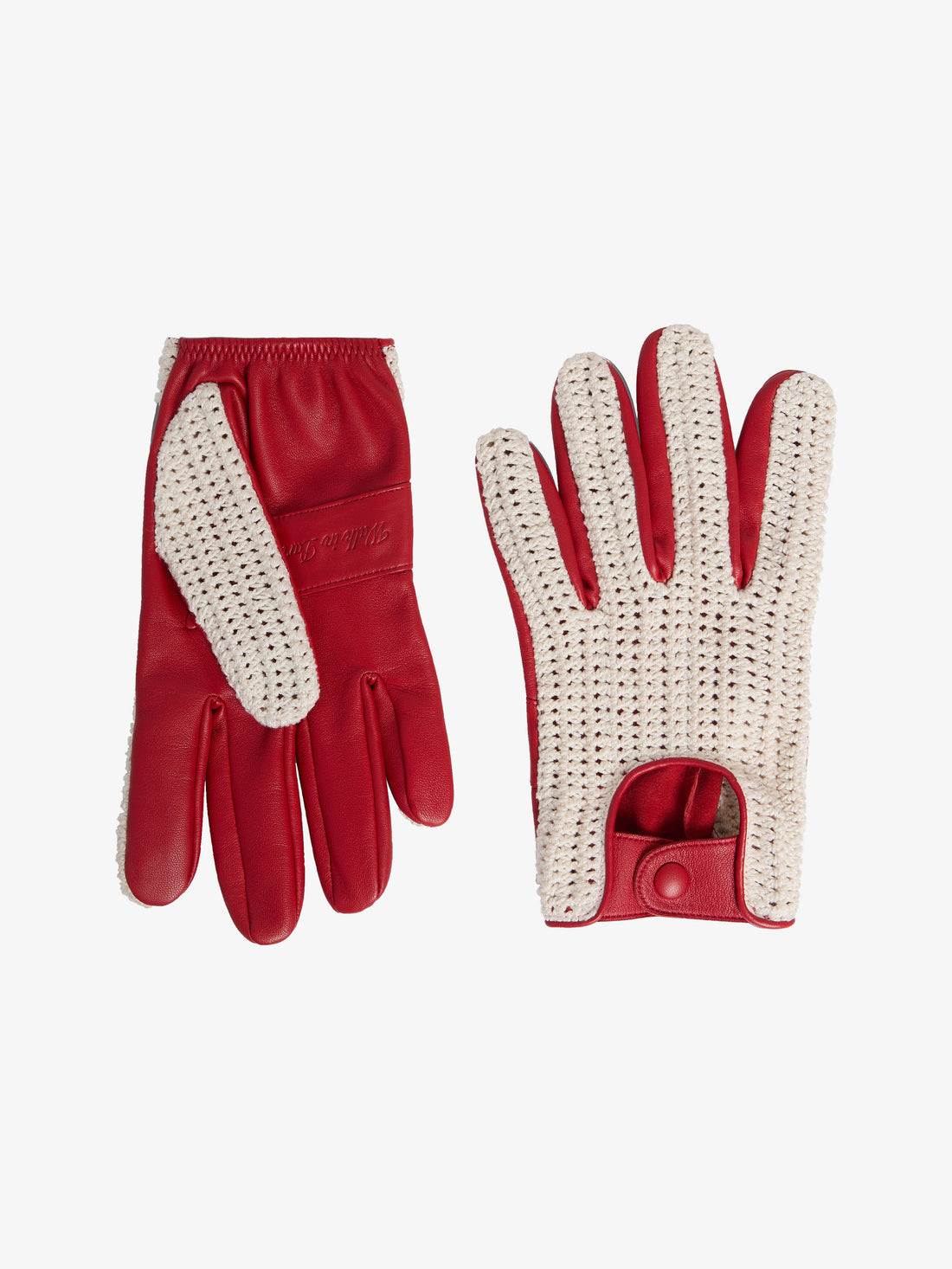 Red leather driving gloves