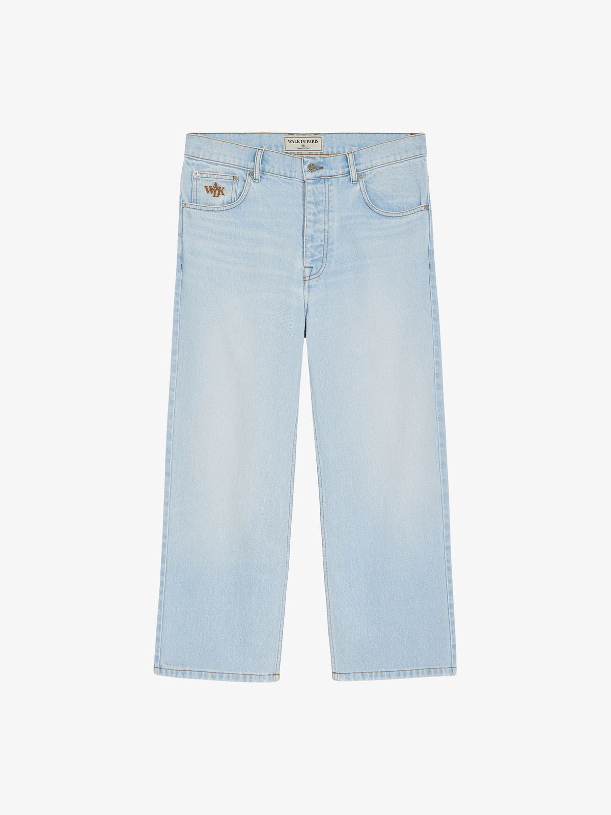Regular pants in light washed denim