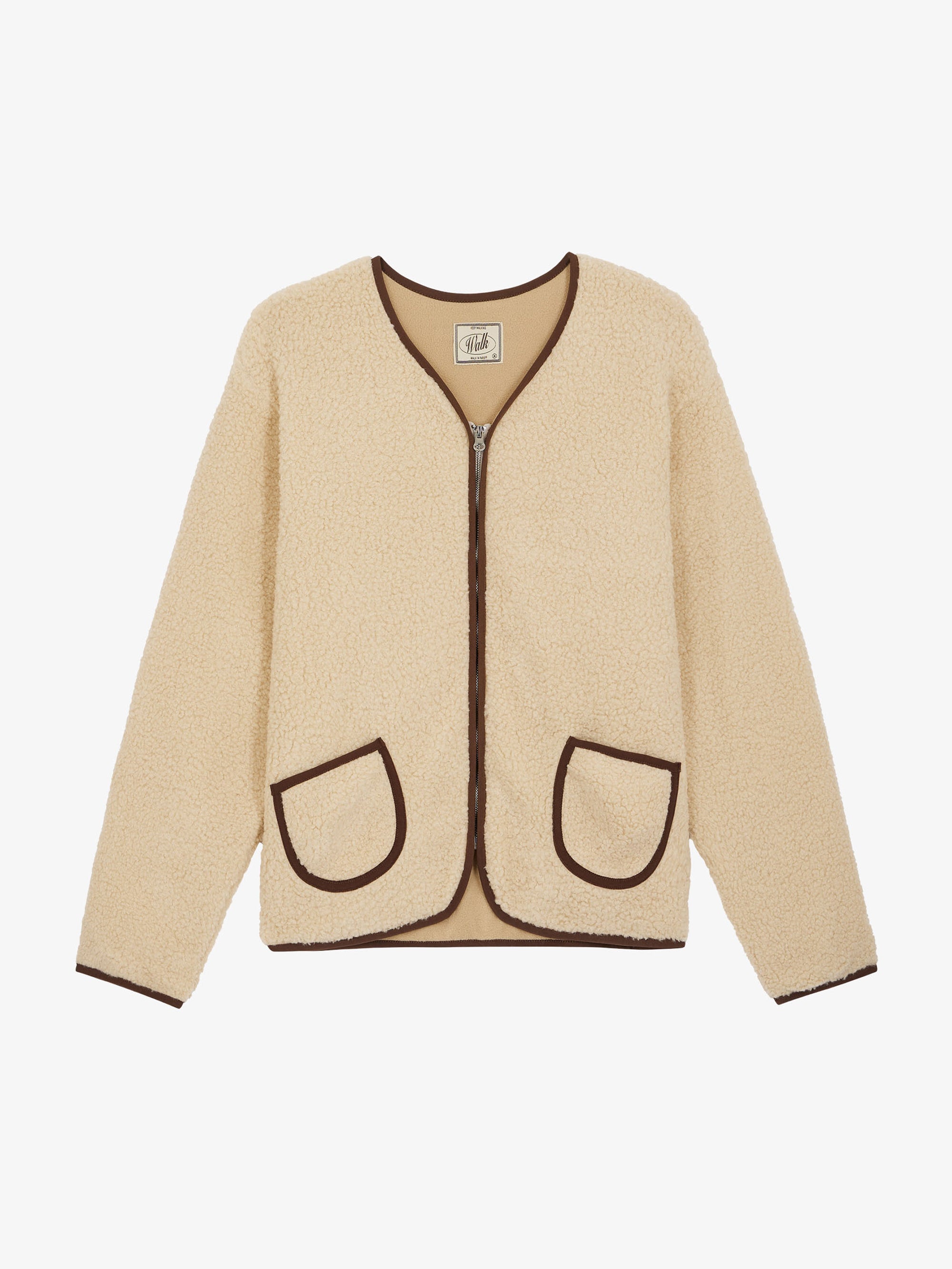 The beige shepherd's jacket with long sleeves 1