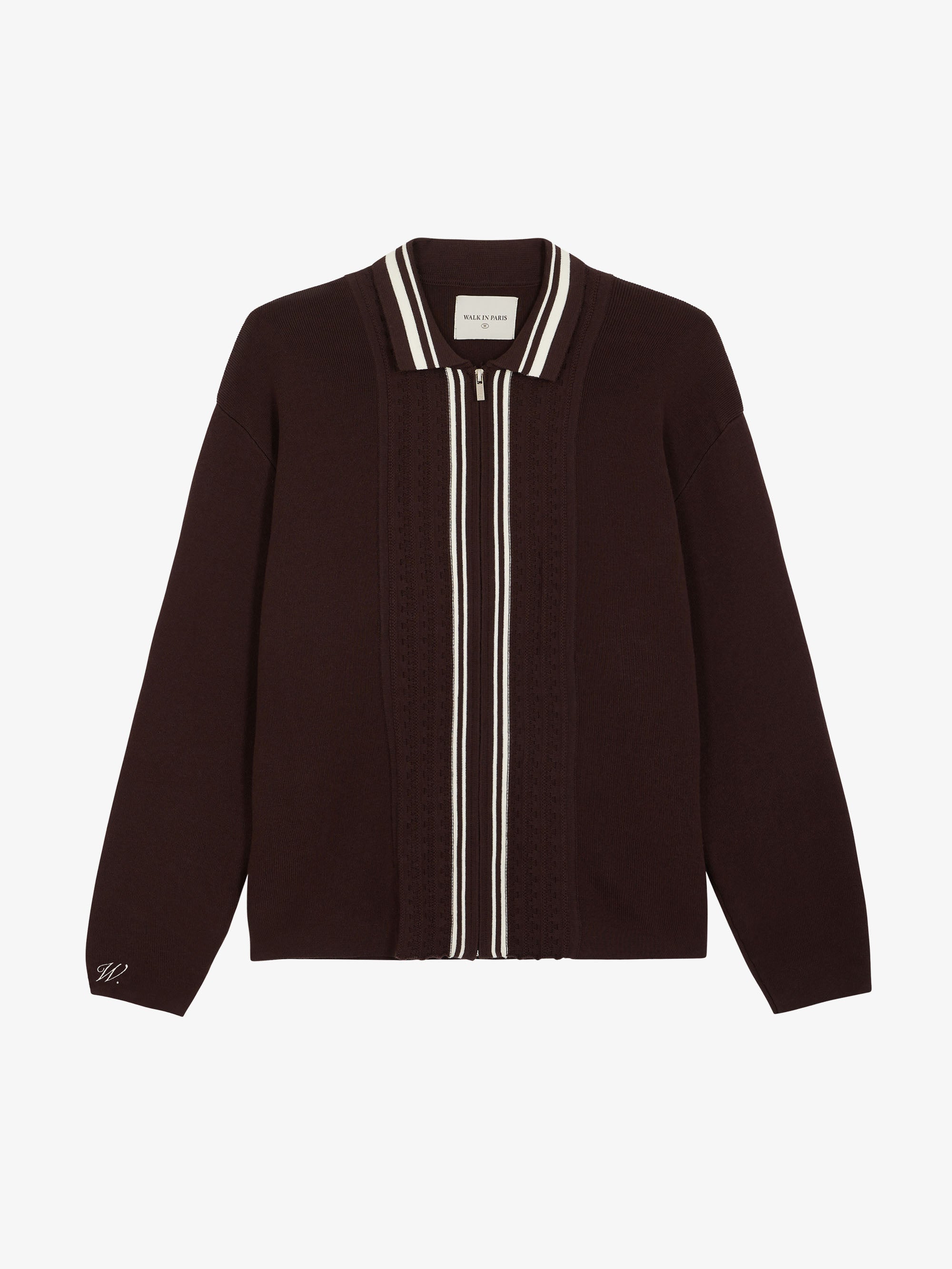 The brown long-sleeved cardigan 1