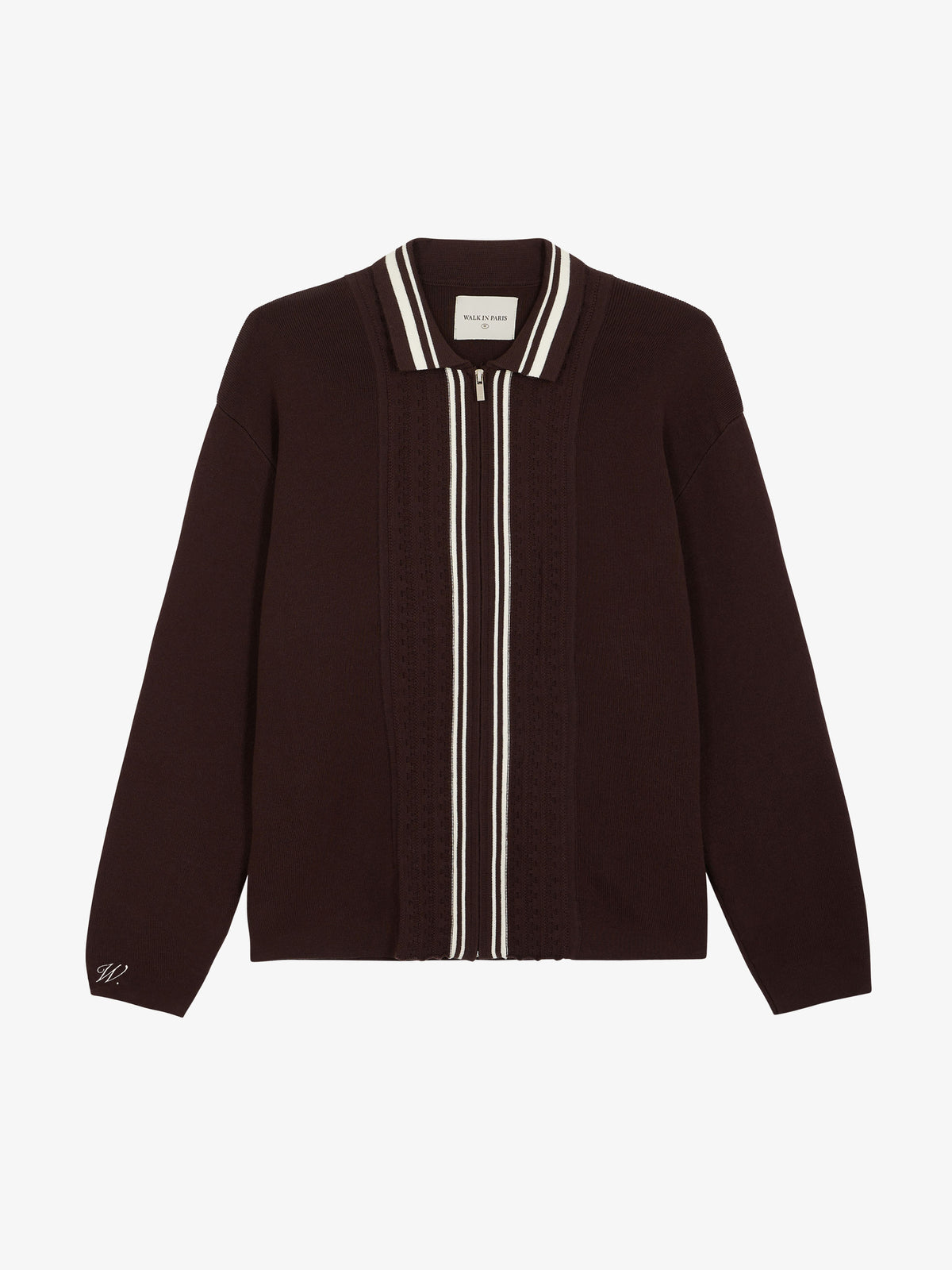 The brown long-sleeved cardigan