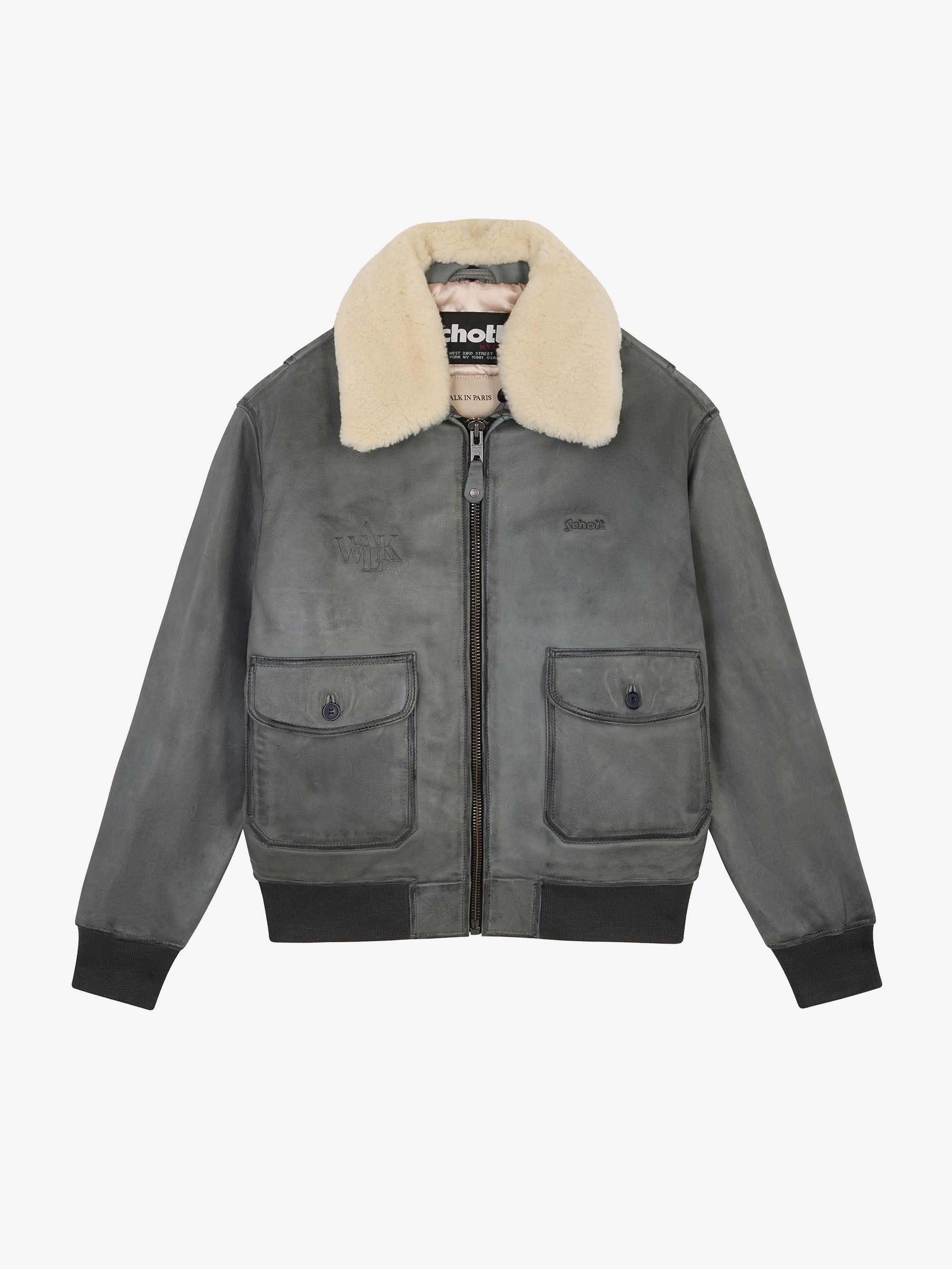 Walk in Paris X Schott NYC ® - Grey flight jacket 1