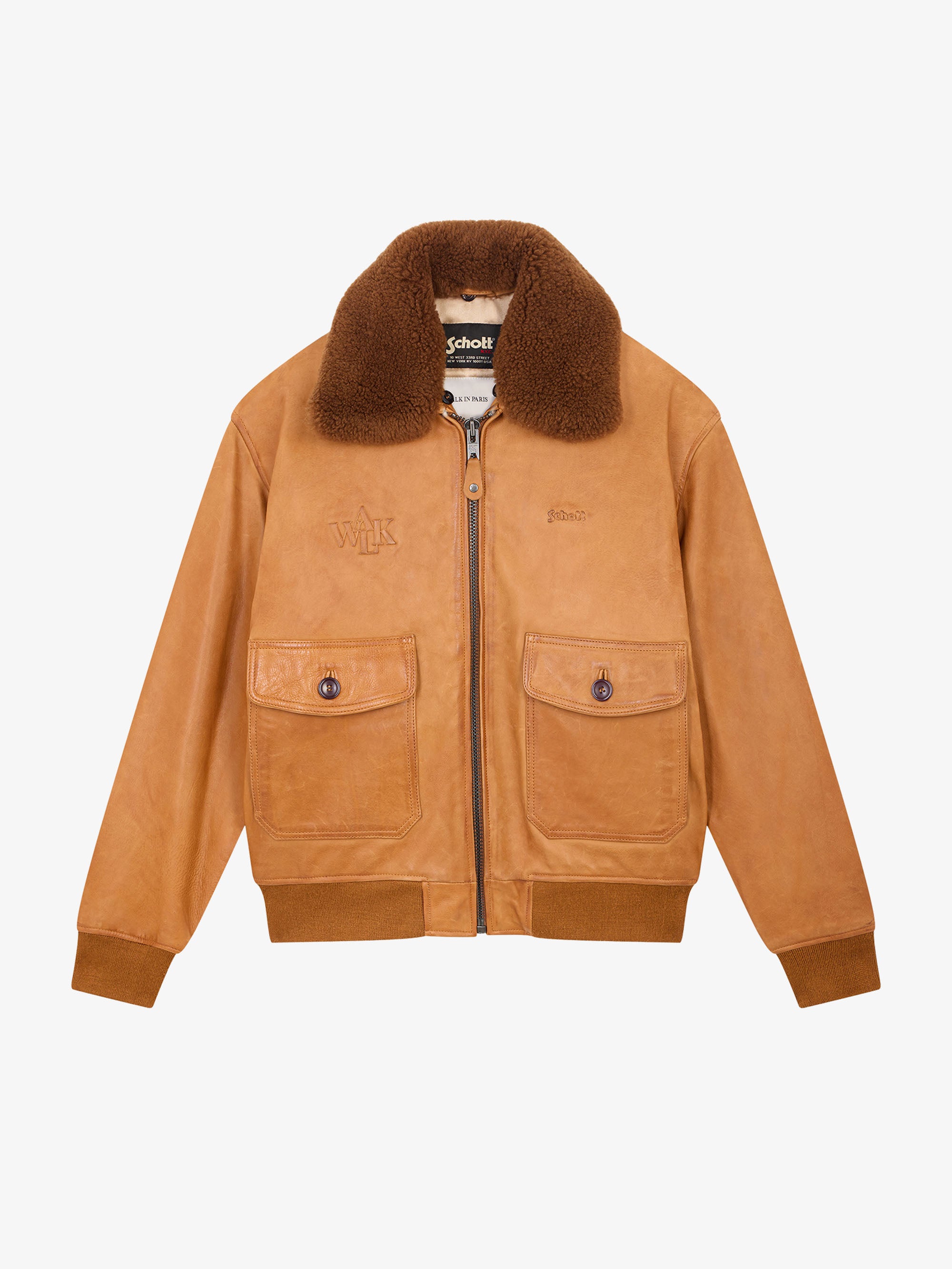 Walk in Paris X Schott NYC ® - Camel flight jacket 1