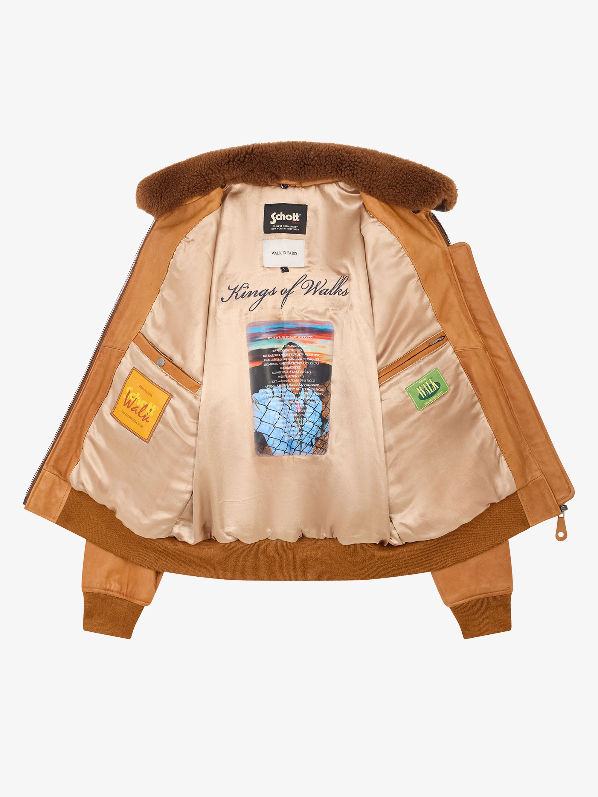 Walk in Paris X Schott NYC ® - Camel flight jacket 3