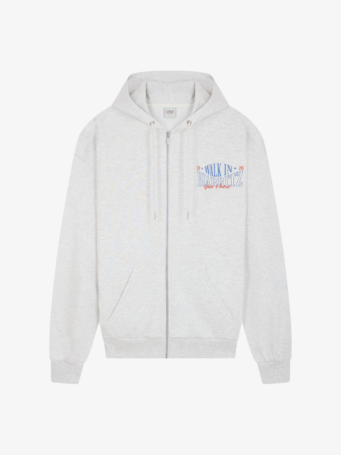 Ash grey "Walk in Biarritz" zipped hoodie