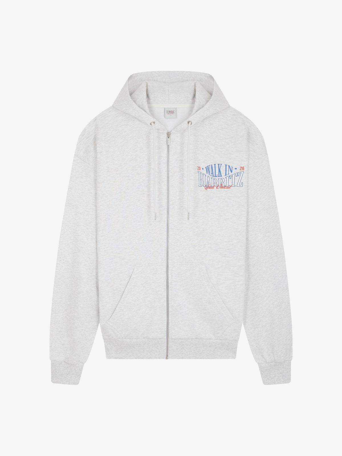 Ash grey "Walk in Biarritz" zipped hoodie