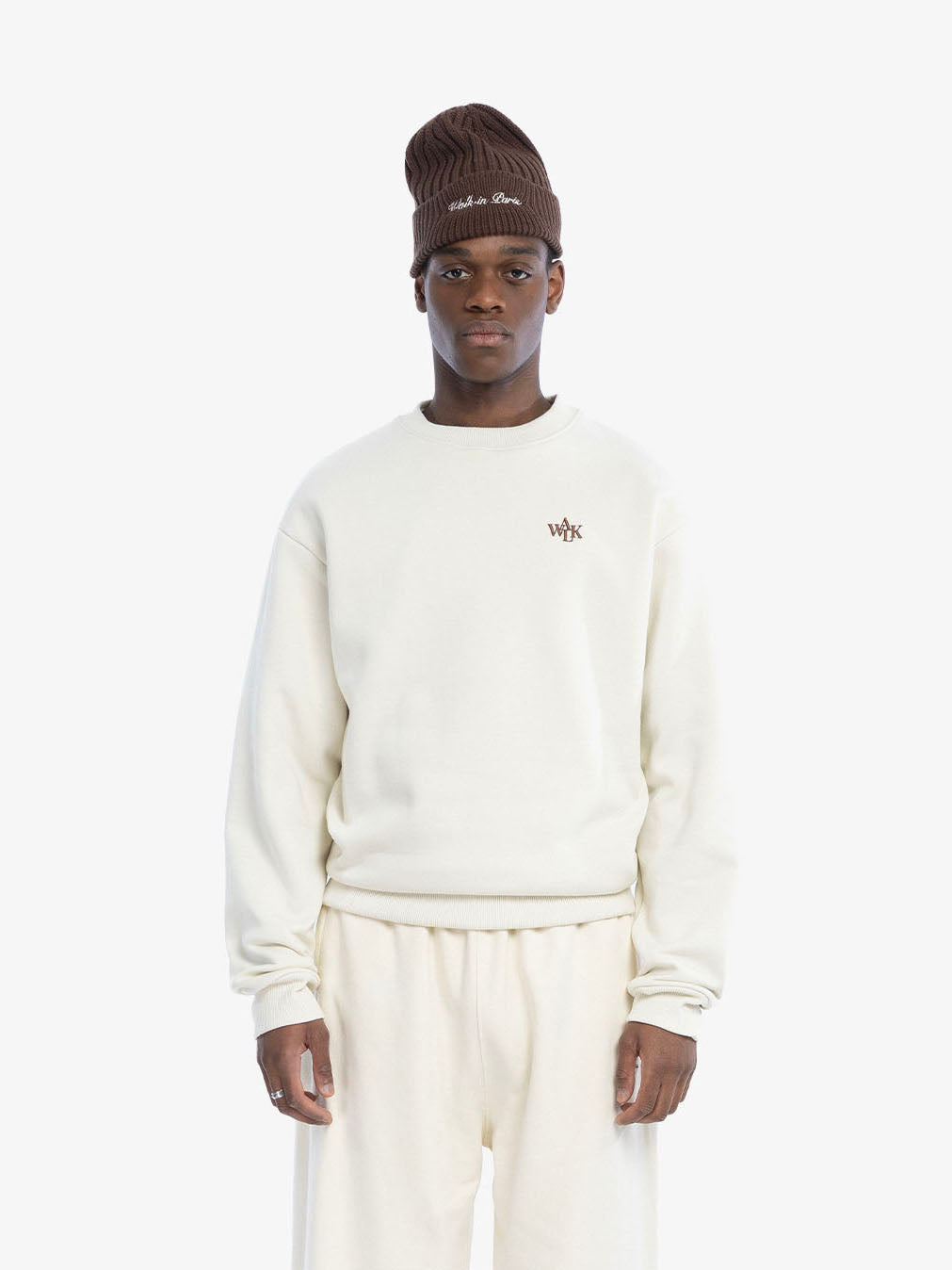 The beige fleece sweatshirt
