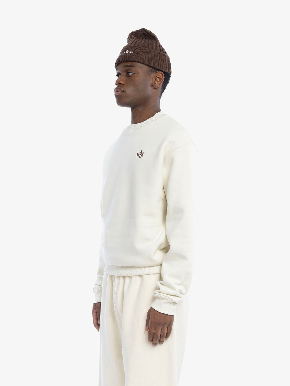 The beige fleece sweatshirt