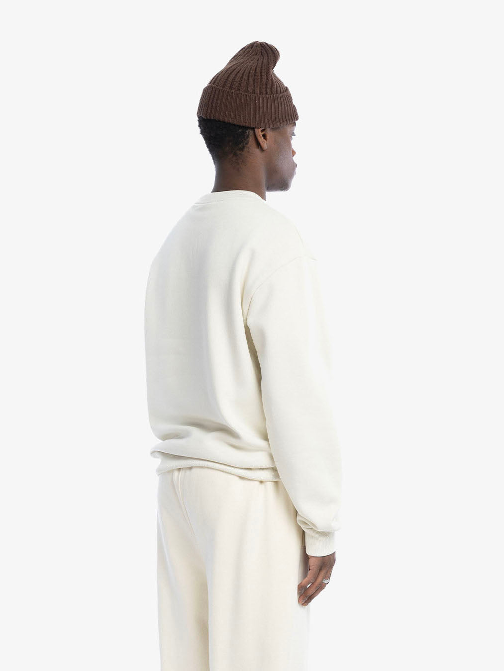 The beige fleece sweatshirt