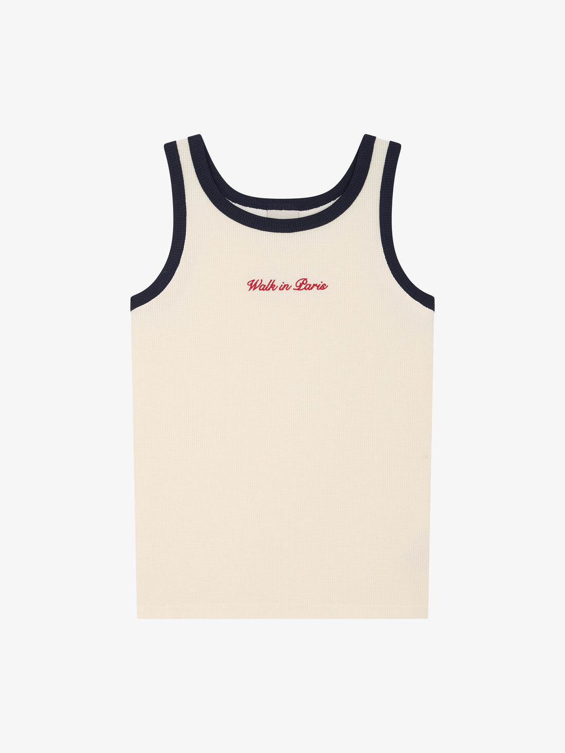 The beige waffle-patterned tank top 