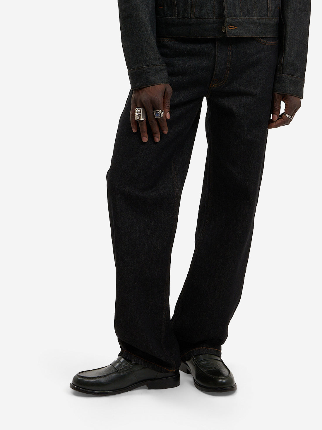 Regular raw denim pants
