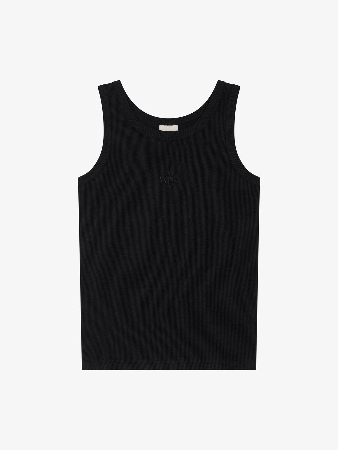 The black waffle-patterned tank top 