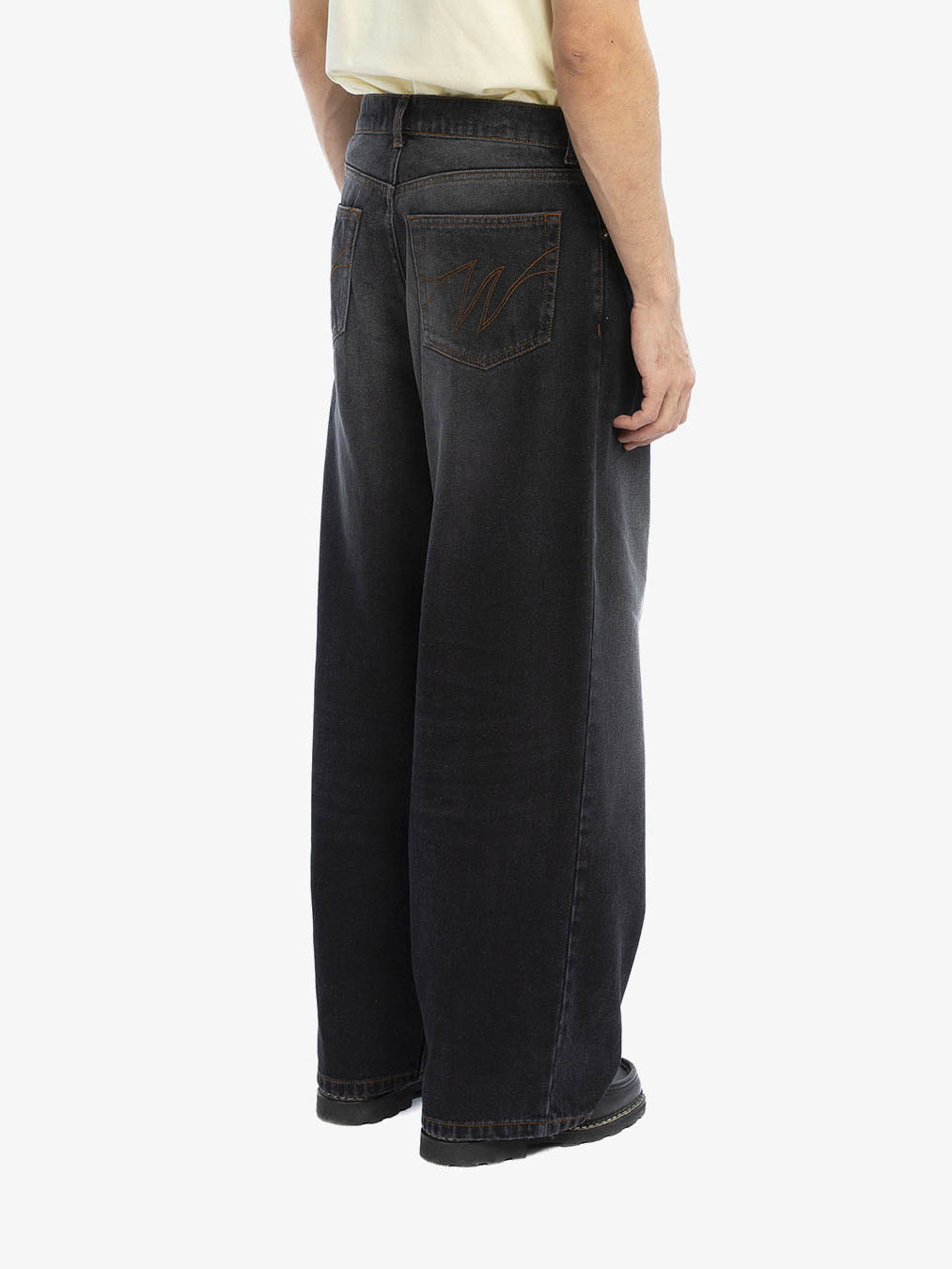 Baggy pants in washed black denim 6