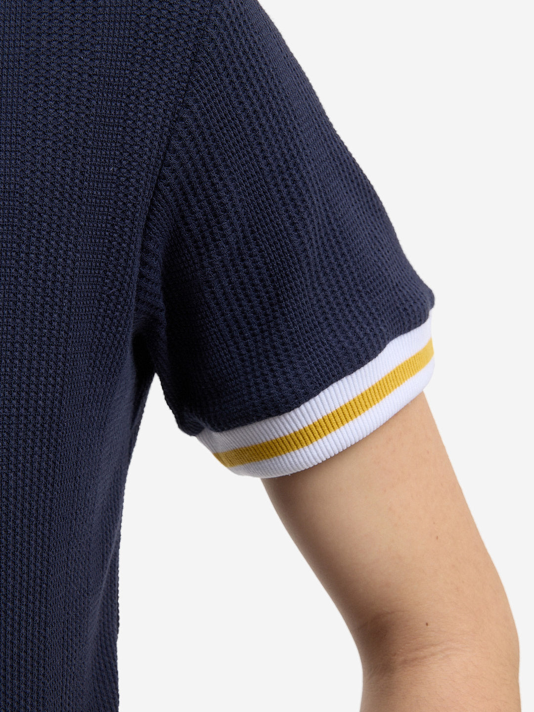 The blue knit t-shirt