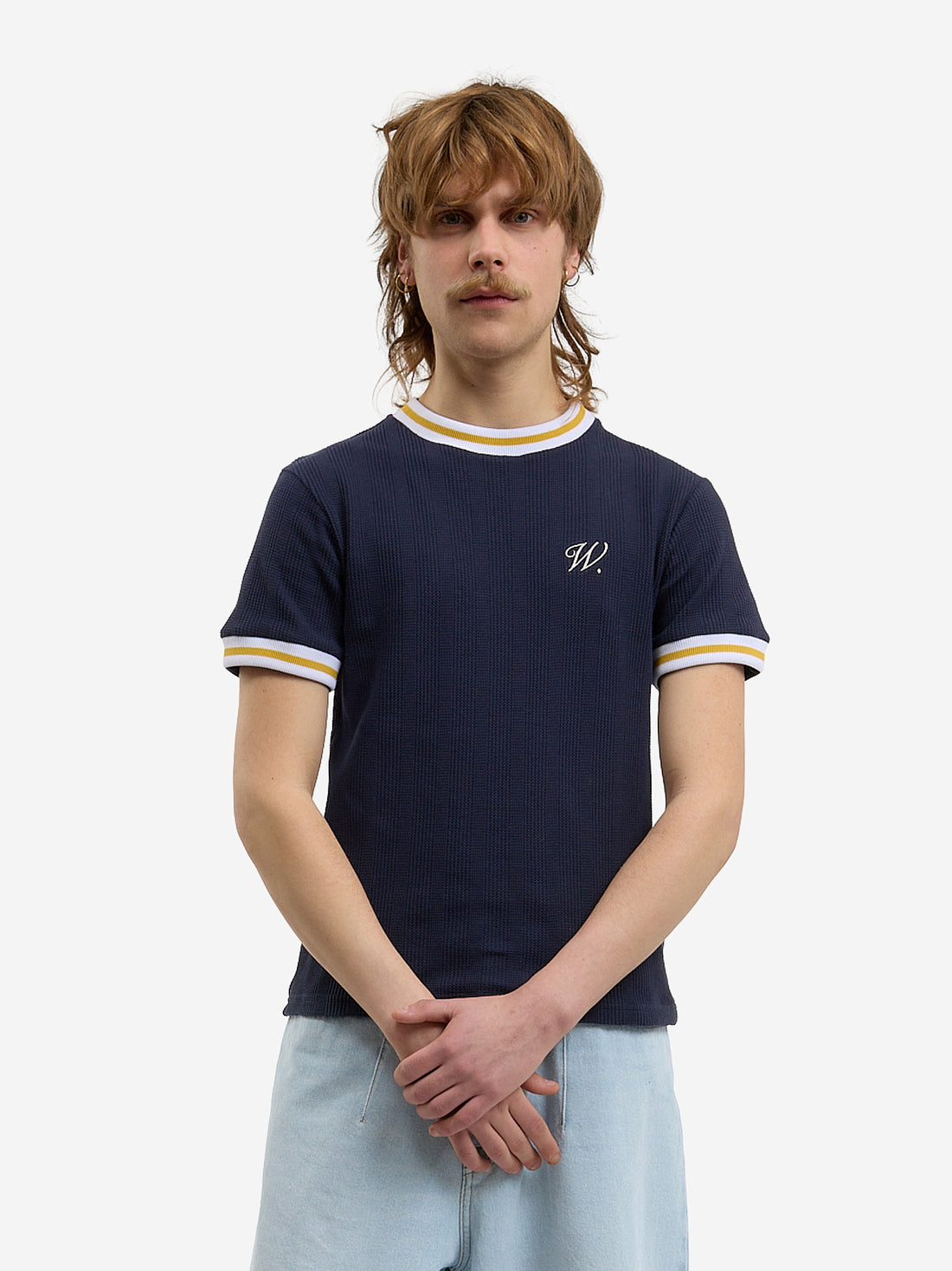The blue knit t-shirt