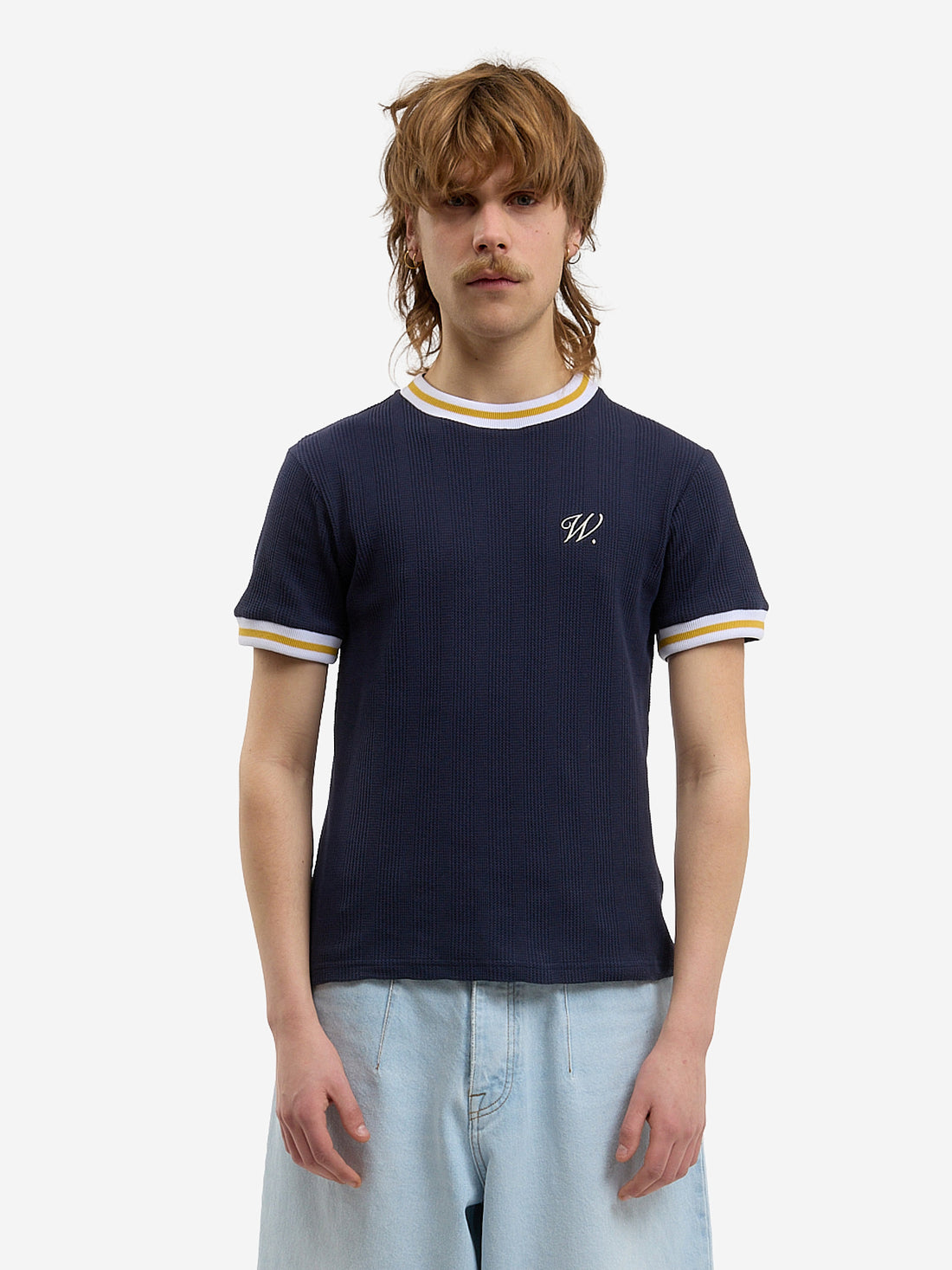 The blue knit t-shirt