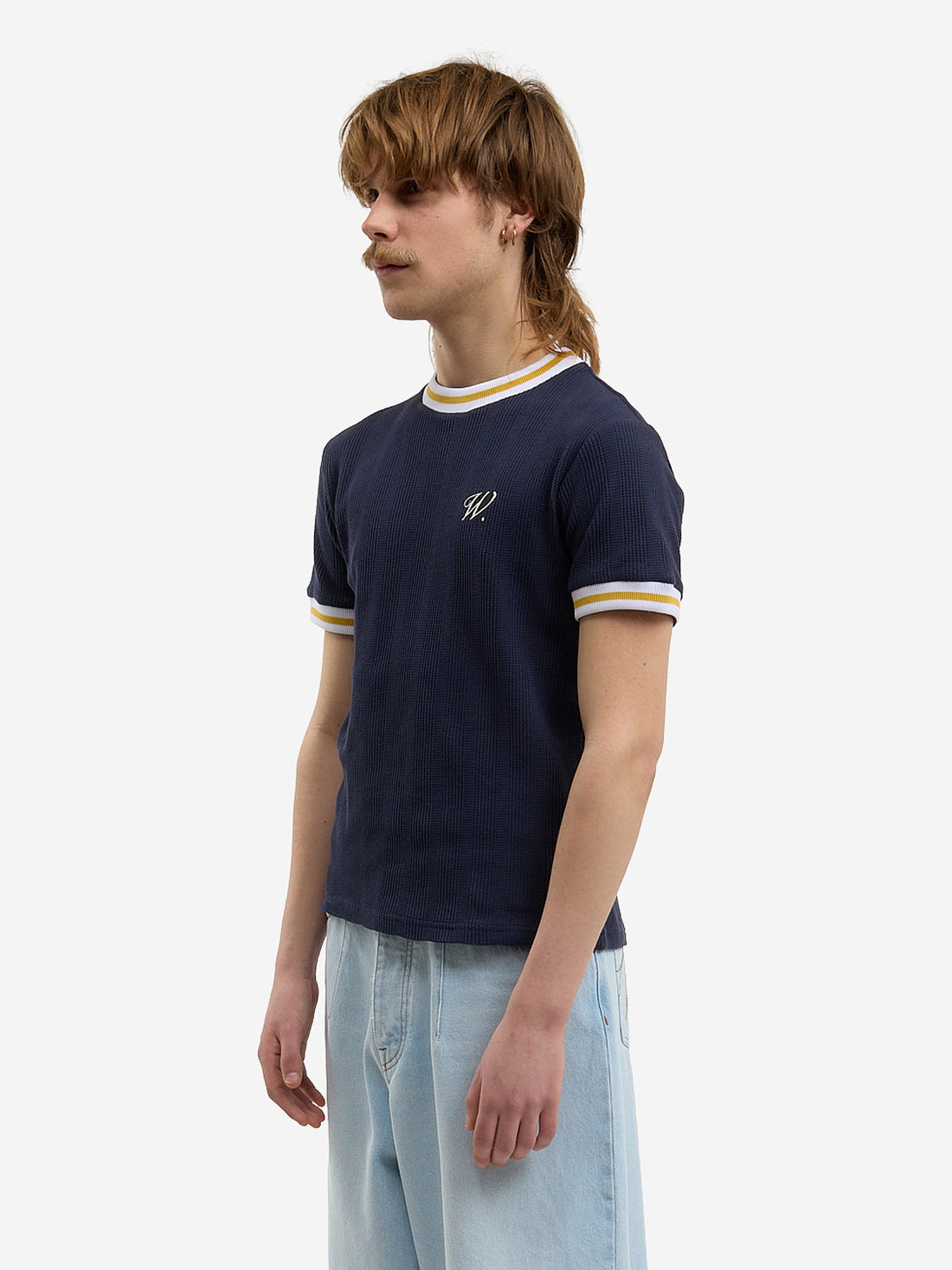 The blue knit t-shirt