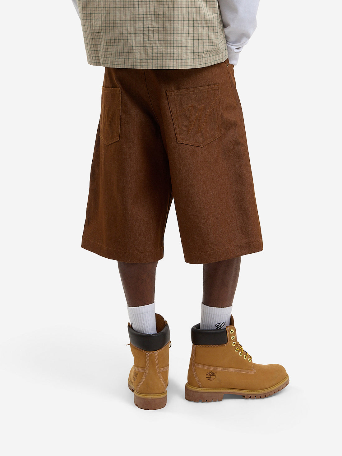 The brown baggy denim shorts