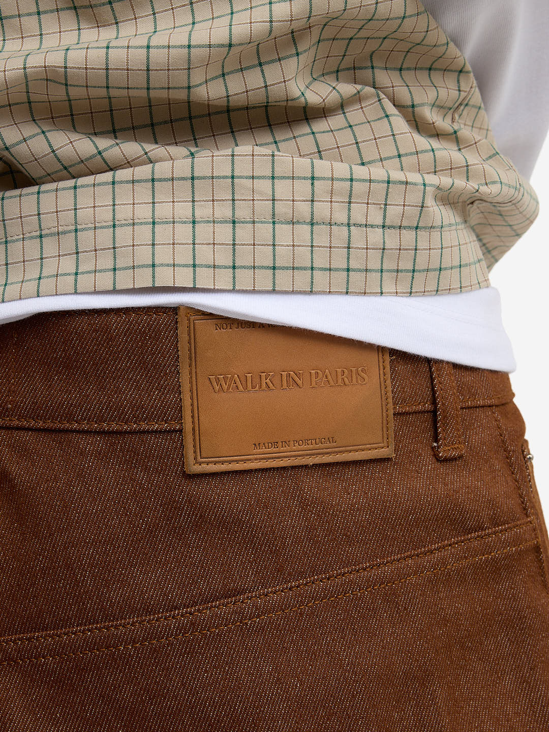 The brown baggy denim shorts