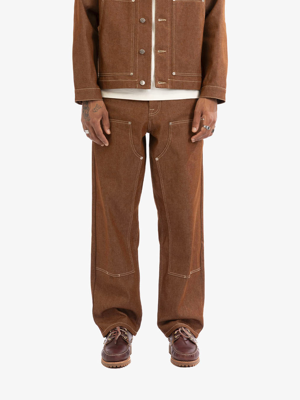 Brown denim carpenter pants